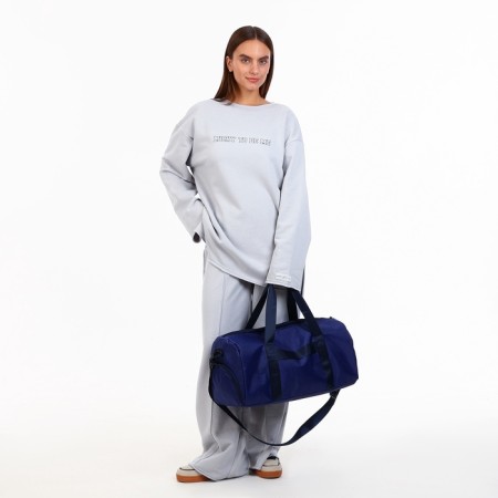 Board Road on a zipper, external pocket, shoe detachment, suitcase holder, long belt, blue color-7