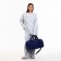 Board Road on a zipper, external pocket, shoe detachment, suitcase holder, long belt, blue color