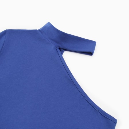 Women's longing on one shoulder Minaku: Basic Line Blue Blue, size 40-10