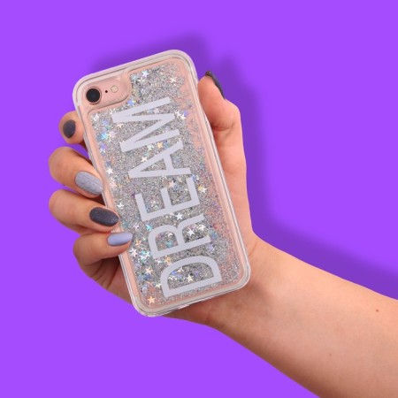 IPhone 7 phone case with sparkles inside Dream, 6.5 × 14 cm