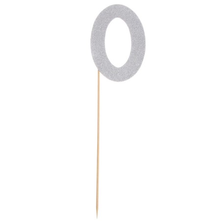 Topper in the cake "Number 0", silver color