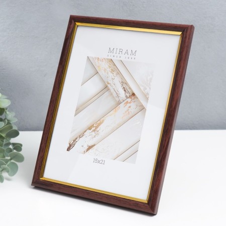 Photo frame Plastic "Mira" 15x21 cm beech with gold (plastic screen)-1