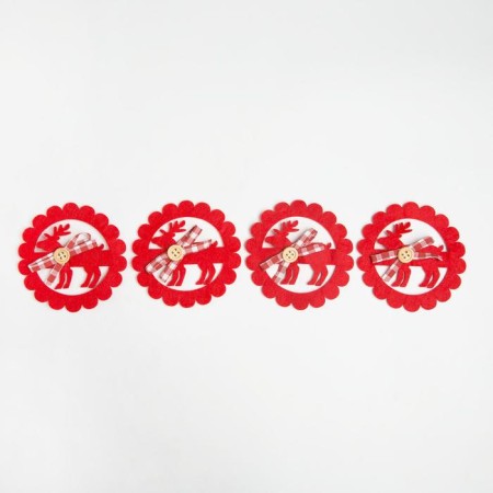 New Year's set of rings for napkins "Deer" 4 pcs, d = 9 cm, 100% p/e, felt-4