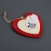 Christmas tree toy "Red Heart with a deer", from batteries, a glow of warm white