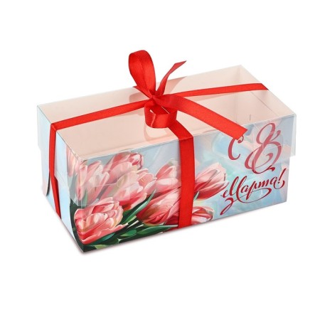 Capcake box "Tyulpans with oil", 16 x 8 x 7.5 cm