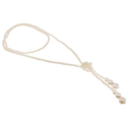 Beads "Pearls" Knot, ball No. 2,6,8,10, Milk color, l = 60 cm-6
