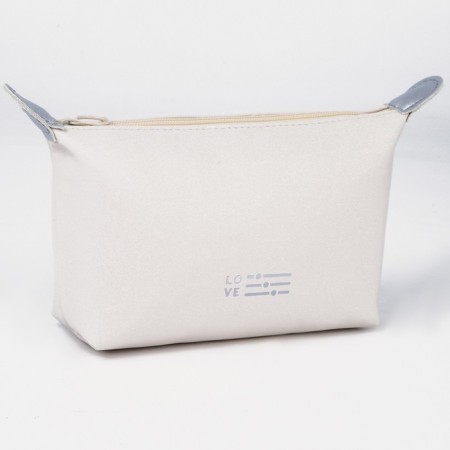 Cosmetic bag with a zipper, with a lining, beige color