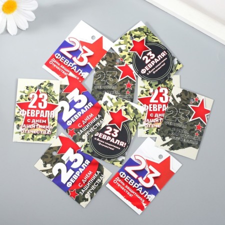 Cardboard "February 23" set 10 pcs (5 types) 4x6 cm-1