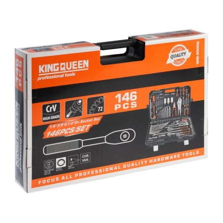 Set of instruments Universal Kingqueen Wib-90006, 72 tooth, 1/2 3/8 1/4 ", 146 items-3