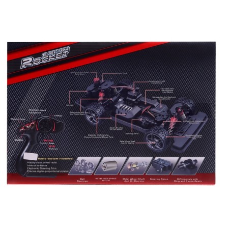 Drift radio controlled machine, drift, battery, light and smoke effects, interchangeable wheels, red color-20