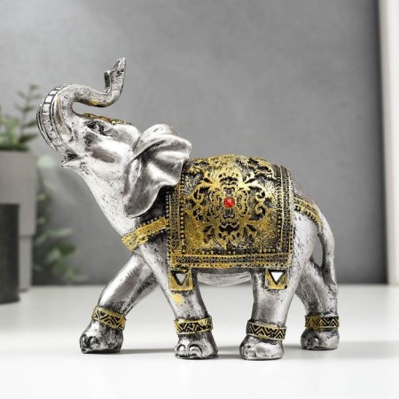 Souvenir Polystone "Elephant in the Golden Popone with Rubin" 14.7x15x6 cm