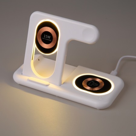 Wireless charger 3 in 1 Y36, 15 W, folding, backlight, USB, Type-C, white-6