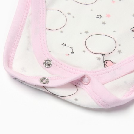 Body with a long sleeve, pink/hares color, height 74-3
