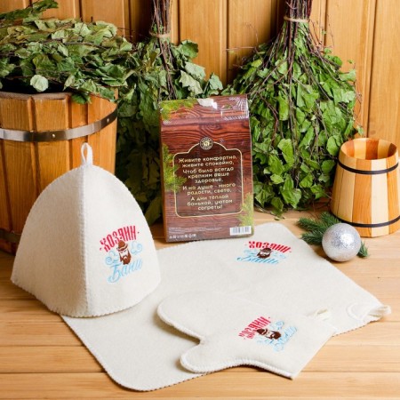 Set of "good health" hat, rug, mitten-1