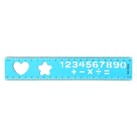 The ruler is flexible, plastic 20 cm, with stencils, mix-2