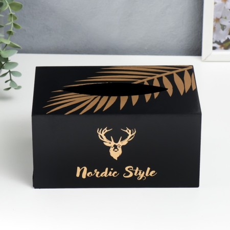 MDF box for napkins "Golden Deer" black 10x13x20 cm-4