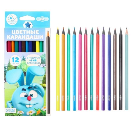 Colored pencils, 12 colors, trihedral, Smeshariki-8