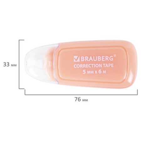 Correcting tape 5mm*6m Brauberg Compact Plus Pastel, MIX case, blister 270551-10