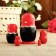 Matryoshka "God's cow", red scarf, 5 puppet, 9-11 cm