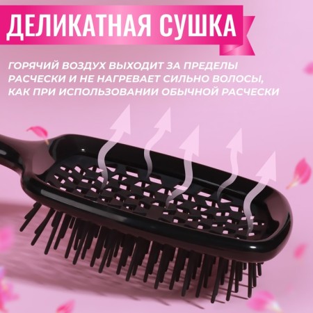 The comb massage, wide, ventilated, 8.5 × 20.5 cm, black color-1