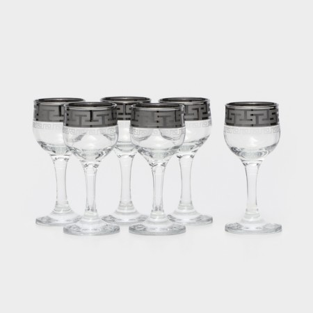 Set of glass glasses "Greek pattern", 55 ml, 6 pcs