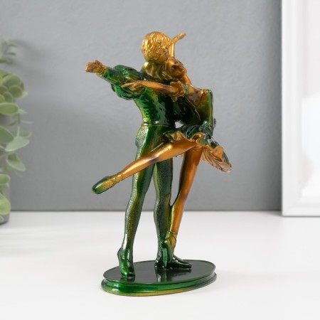 Polystone souvenir "Ballerina with a partner in green" 18x14.5x7 cm-1