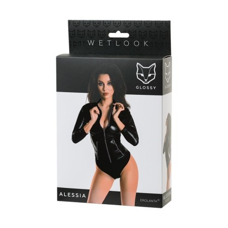 Body Glossy Alessia from Wetlook Material with Lightning, Black, M-5