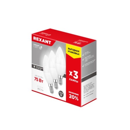 LED Candle CN 9.5W E14 903LM 4000K Neutral light (3 pcs/unit) rexant-1