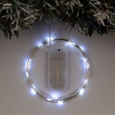 Garland "thread" 2 m dew, ip20, silver thread, 20 LED, white glow, CR2032x2
