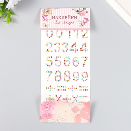Stick plastic rhinestones "numbers" mix 10x23 cm-2