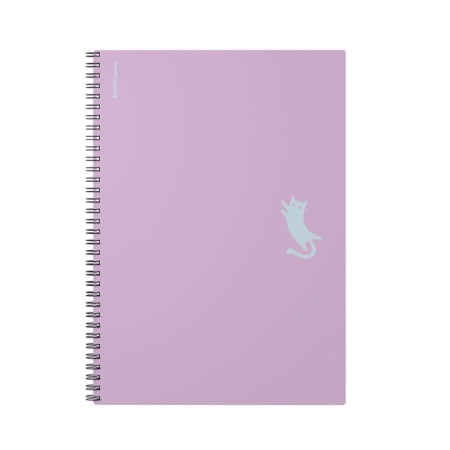 A4 notebook 80 sheets, a cage on the spirals, Erichkrause, "Brave Cats" Plastic cover violet-1