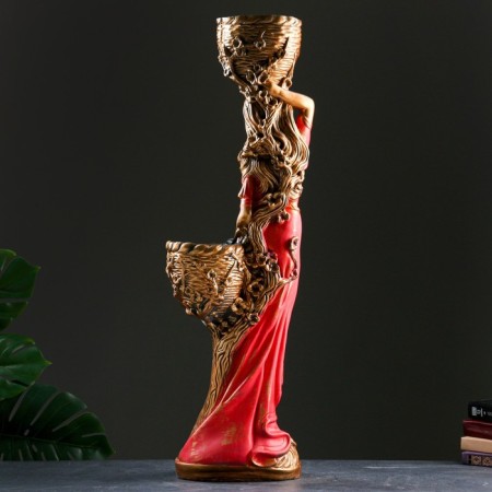 Figure "Girl with two Kashpo" Red, 24x30x96cm-2