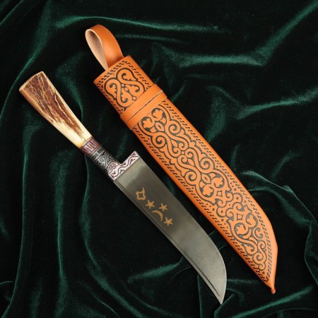 Knife Pchak Sharhon, handle from a horn of a small roar, a guard with an engraving-15