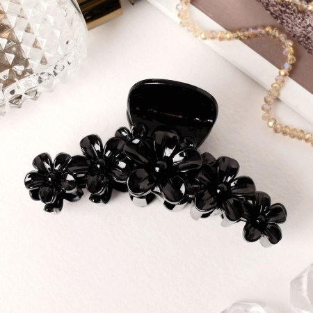 Hair crab "gloss" Flower garland, 9.5 cm, black