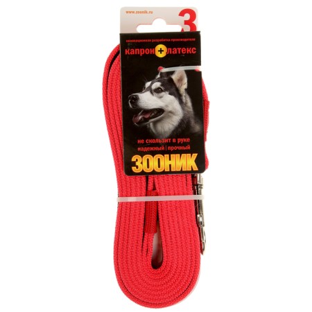 Kaponnoye Zononik leash with latex thread, 3 m x 2 cm, red-2