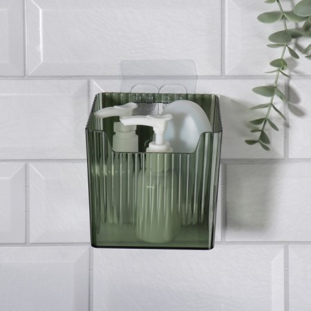 Organizer for storage "Green", hinged, 1 section, with an adhesive base, 11.5 × 8 × 11 cm, translucent/green color-3