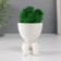 Kashpo concrete mini "Mr. Green in anticipation" with moss white 5.5x7x7 cm (moss green stabiliz)