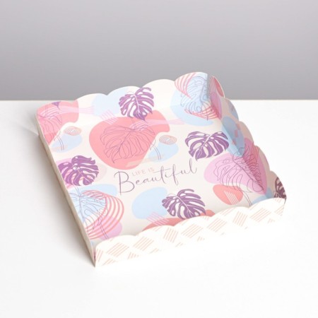 Cookie box, confectionery packaging with PVC lid, “abstraction”, 15 x 15 x 3 cm-2
