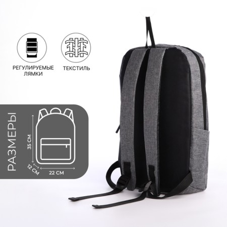 Youth backpack on a zipper, waterproof, 3 outer pockets, color gray color-1