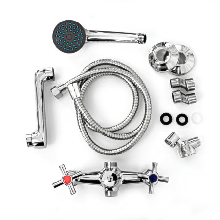 Bath mixer Zein Z4051, short surge, crane boux brass 1/2 ", shower set, chrome-9
