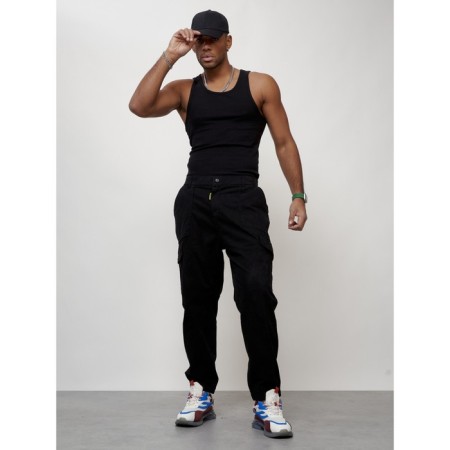 Cargo jeans male, size 50-52, black color-5
