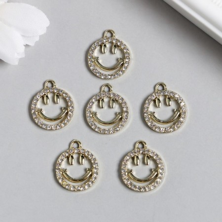 Decor for creativity metal, rhinestones "Smiley" gold 1.5x1.8 cm-1