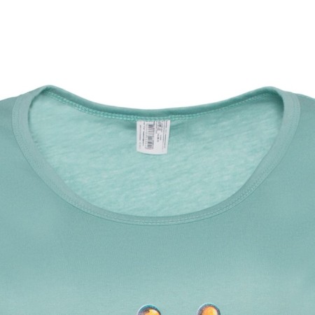 Homemade dress, mint color, print mix, size 46-1
