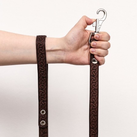 Leather leather single -layer long, 2 m x 2 cm, brown-7