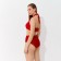 Top bathing female minku on ties, color Bordeaux size 48