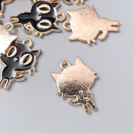 Decor for creativity Metal, enamel "Puke -eyed cat" Black 1.4x2 cm-1