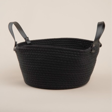Basket for storage of handmade lauded "Louise", 33 × 33 × 16 cm, black color