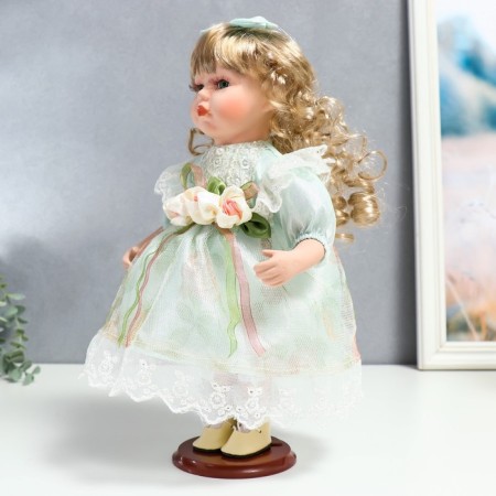 Doll Collectible Ceramics "Judith in a delicate-so-so-sole dress with flowers" 30 cm-2