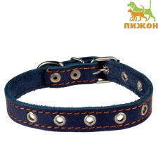 Collar leather single-layer dimensionless, 45 x 2 cm, Osh 18-39 cm, blue