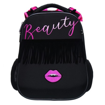 Frame backpack 38 x 29 x 17 cm, Hatber Ergonomic Classic "Beauty" Black/Pink NRK85011-2